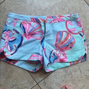 Lilly Pulitzer Pink and Blue Bermuda Shorts Tropical Print
